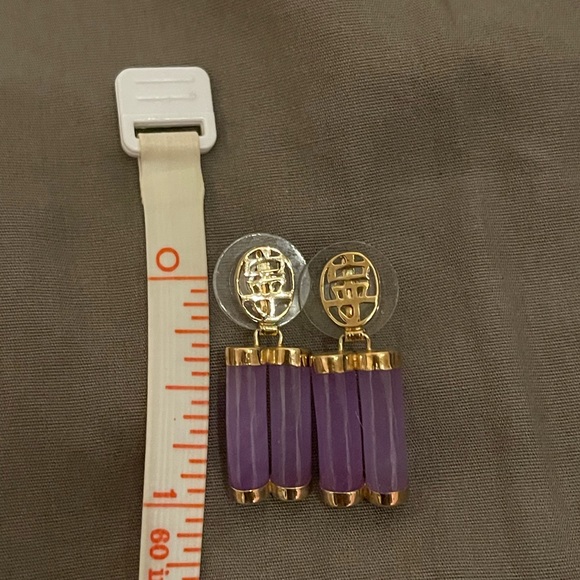 14K Purple Jade Jewelry Earrings - Picture 4 of 4